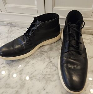 Cole Haan Black and White Chukka Boots with Contrasting Sole